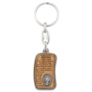 Hail Mary Wood Inset Key Chain 3-Pack