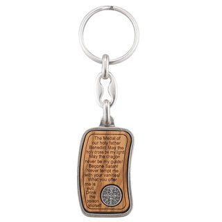 St. Benedict Wood Inset Key Chain 3-Pack