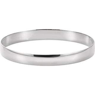 14K White Engravable 8 mm Half Round Bangle 7 1/2" Bracelet
