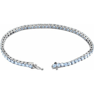 14K White Natural Aquamarine Line 7.25" Bracelet