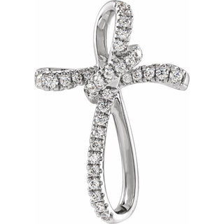 14K White 1/5 CTW Natural Diamond Cross Pendant