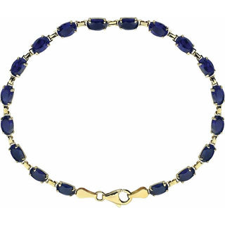 14K Yellow Lab-Grown Blue Sapphire 7.25" Bracelet