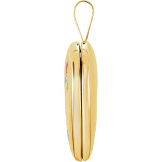 14K Yellow 21.4x15.8 mm Tri-Color Cross & Roses Locket