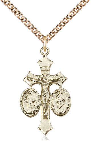 14kt Gold Filled Jesus, Mary & Joseph Medal Catholic Jewelry