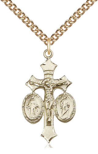 14kt Gold Filled Jesus, Mary & Joseph Medal Catholic Jewelry