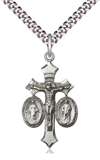 Sterling Silver Jesus, Mary & Joseph Medal Catholic Jewelry