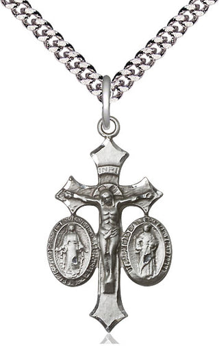 Sterling Silver Jesus, Mary & Joseph Medal Catholic Jewelry