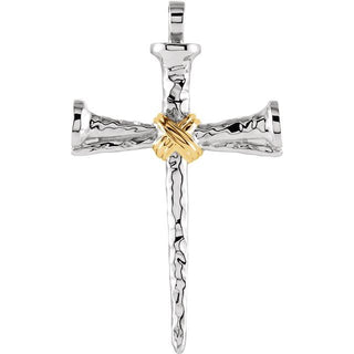 Platinum & 18K Yellow Nail Cross Pendant