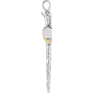 14K Yellow & White Nail Cross Pendant
