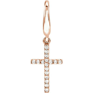 14K Rose .08 CTW Natural Diamond Cross Charm/Pendant