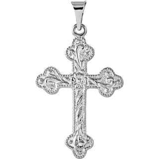 Platinum 23.5x17 mm Floral-Inspired Cross Pendant