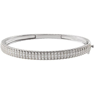 14K White 1 3/8 CTW Lab-Grown Diamond Bangle 7" Bracelet