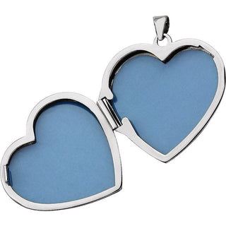14K White Engravable Heart Locket 