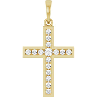 14K Yellow 1/4 CTW Natural Diamond Cross Pendant