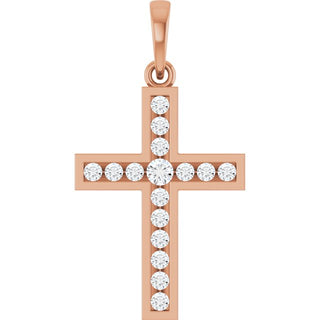 14K Rose 1/4 CTW Lab-Grown Diamond Cross Pendant