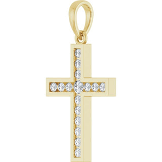 14K Yellow 1/4 CTW Natural Diamond Cross Pendant