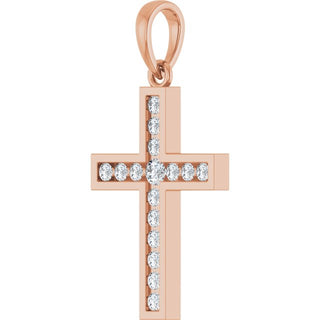 14K Rose 1/4 CTW Lab-Grown Diamond Cross Pendant