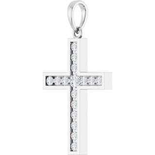 14K White 1/2 CTW Lab-Grown Diamond Cross Pendant