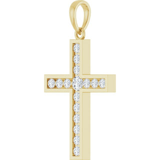 14K Yellow 1/2 CTW Lab-Grown Diamond Cross Pendant