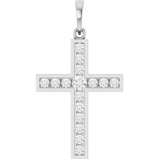 Platinum 1/2 CTW Natural Diamond Cross Pendant