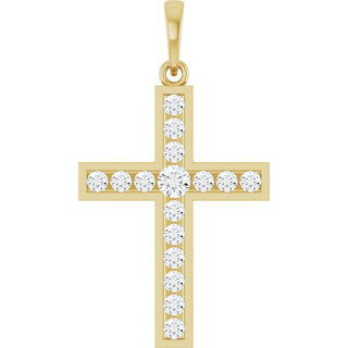 14K Yellow 1/2 CTW Lab-Grown Diamond Cross Pendant