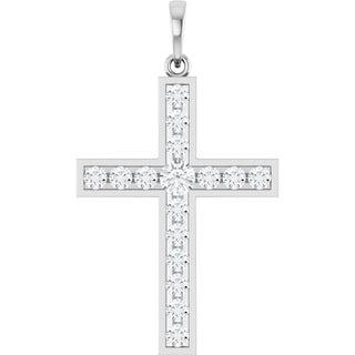 Sterling Silver 3/4 CTW Natural Diamond Cross Pendant