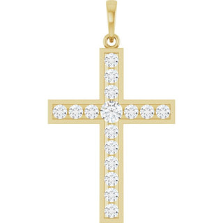 14K Yellow 3/4 CTW Natural Diamond Cross Pendant