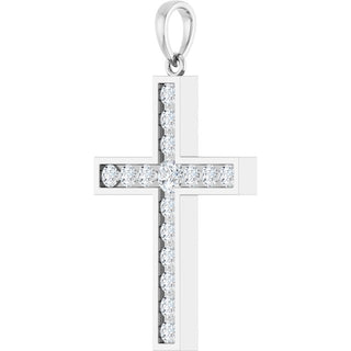 Sterling Silver 3/4 CTW Lab-Grown Diamond Cross Pendant