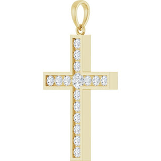 14K Yellow 3/4 CTW Natural Diamond Cross Pendant