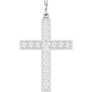 14K White 1 CTW Lab-Grown Diamond Cross Pendant