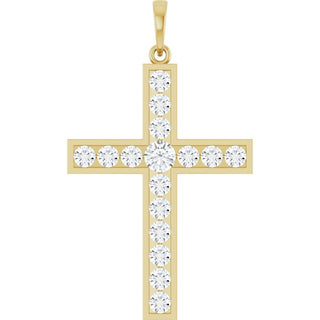 14K Yellow 1 CTW Lab-Grown Diamond Cross Pendant