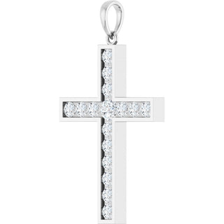 Sterling Silver 1 CTW Natural Diamond Cross Pendant