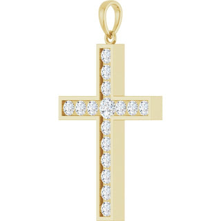 14K Yellow 1 CTW Lab-Grown Diamond Cross Pendant