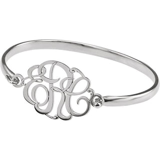 Sterling Silver Engravable 30 mm 3-Letter Script Monogram Bangle 6 1/2" Bracelet