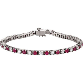 14K White Natural Ruby & 2 1/3 CTW Natural Diamond 7" Bracelet