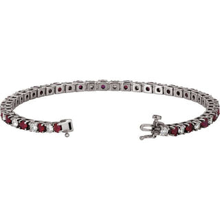 14K White Lab-Grown Ruby & 2 3/8 CTW Lab-Grown Diamond Line 7" Bracelet