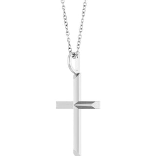 14K White Knife-Edge Cross 16-18" Necklace