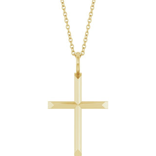 14K Yellow Knife-Edge Cross 16-18" Necklace