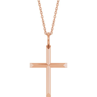 14K Rose Knife-Edge Cross 16-18" Necklace