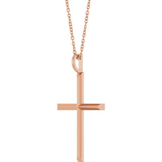 14K Rose Knife-Edge Cross 16-18" Necklace