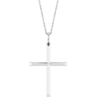Platinum Knife-Edge Cross 16-18" Necklace