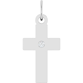 Sterling Silver .02 CT Natural Diamond Cross Pendant