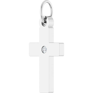 Sterling Silver .02 CT Natural Diamond Cross Pendant