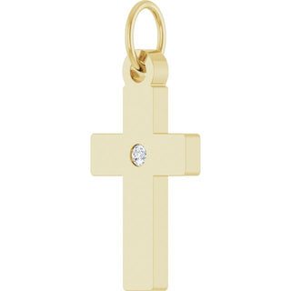 14K Yellow .02 CT Natural Diamond Cross Pendant