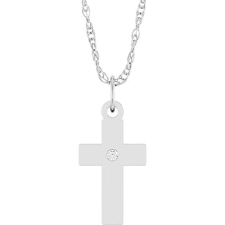 Sterling Silver .02 CT Natural Diamond Cross 18" Necklace