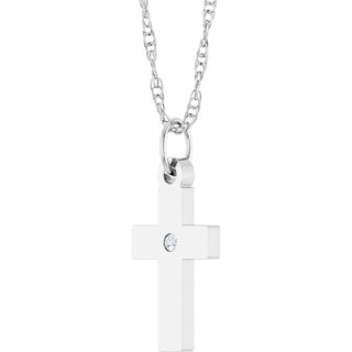 Sterling Silver .02 CT Natural Diamond Cross 18" Necklace