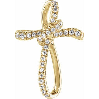 14K Yellow 1/5 CTW Natural Diamond Cross Pendant