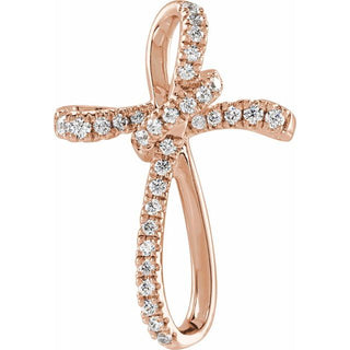 14K Rose 1/5 CTW Lab-Grown Diamond Cross Pendant