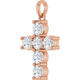 14K Rose 1 CTW Lab-Grown Diamond Cross Pendant