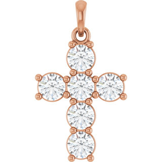 14K Rose 1 CTW Lab-Grown Diamond Cross Pendant